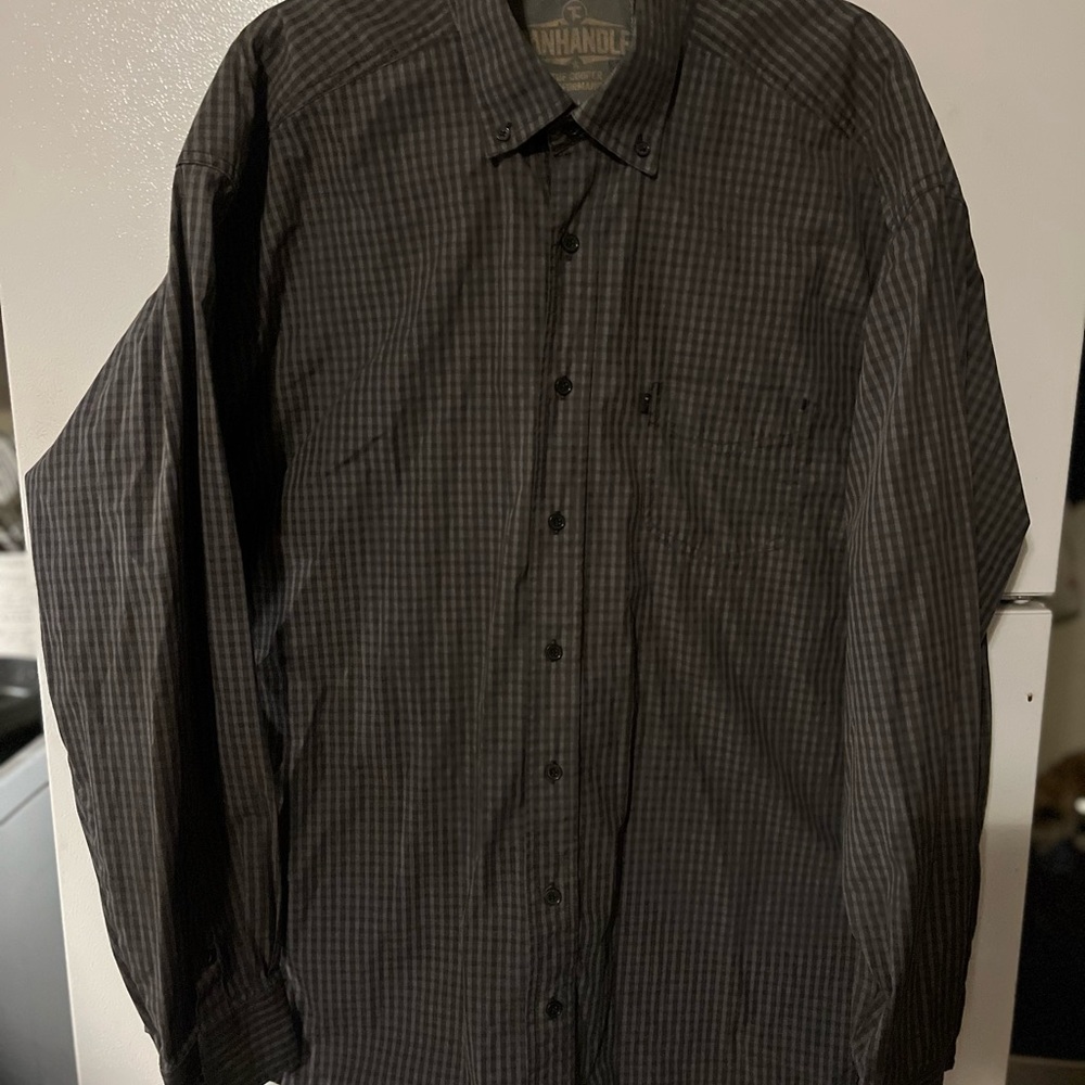 Men's Charcoal Checkered Button‎ Down Shirt